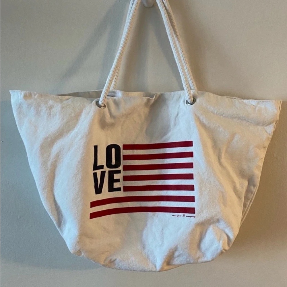 Canvas Tote Bag with Red Love Design